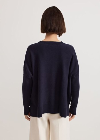 Phase Eight Kara Square Boxy Knitwear Navy Australia | ZY8123504